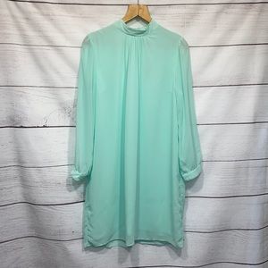 NWT J. Crew classic Mint Long-sleeve mockneck shift dress size 12 Retail $118